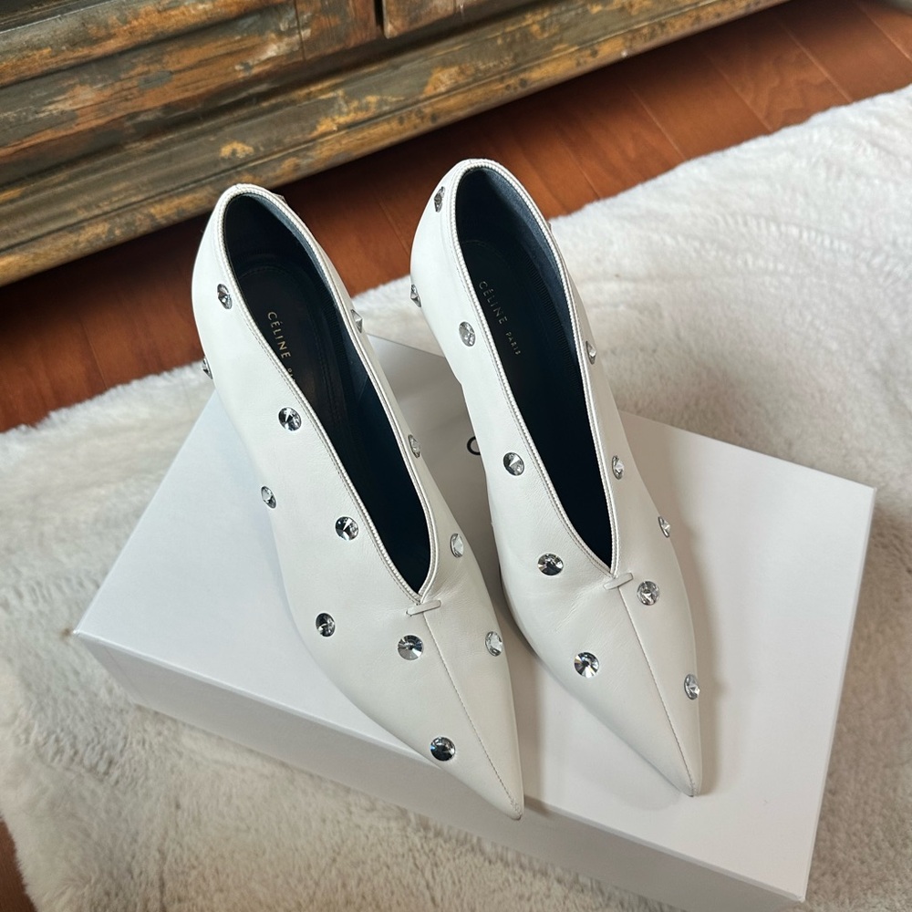 Celine Crystal Studded Leather Heels